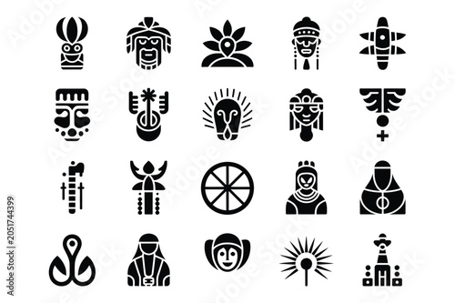 Schilderij op canvas Ancient civilization and historical culture symbol set with civilization, artifa