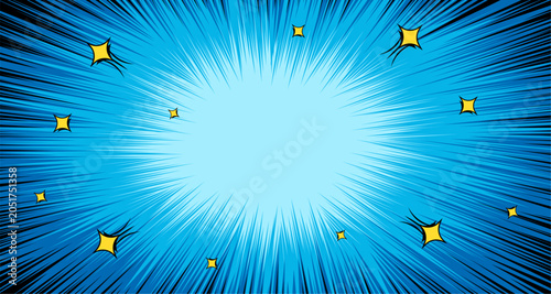 Pop Art Starburst Background with Blue Radial Motion Effect