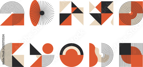 Abstract Geometric Shapes Composition pattern