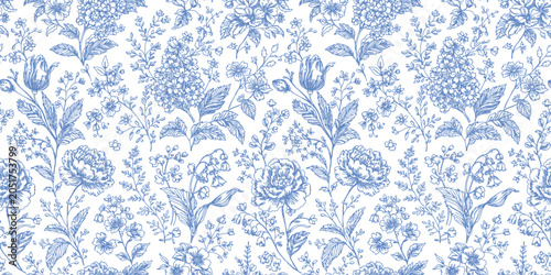 Tableau sur toile Toile de jouy vector seamless vintage pattern