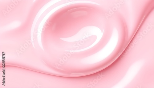 A close-up view of smooth pink cream swirls on a surface