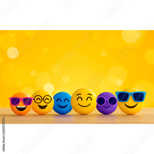 In 3D style modernized emoji banner advertisement with a lot of cool emojis to show