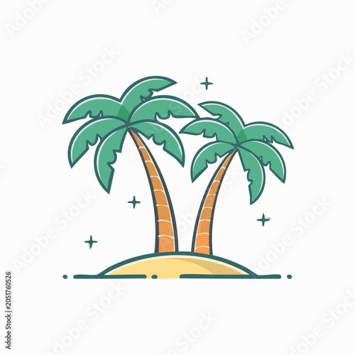 Two Palm Trees on a Tropical Island
