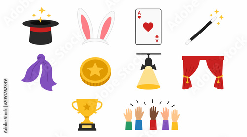 Photography Assorted colorful magic and celebration icons.
