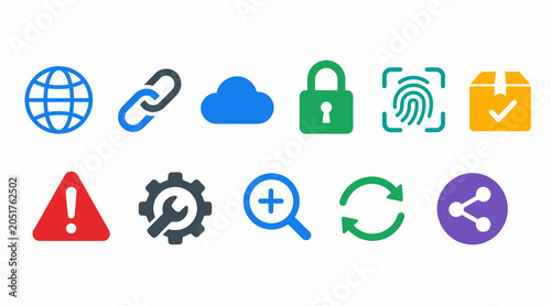 Quadro su tela Colorful icons representing various concepts.