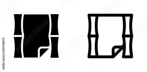 Bamboo Scroll Icons: Solid and Outline - Representing Tradition and Asian Culture