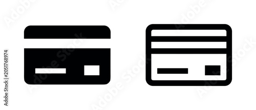 Fotografie Credit Card Icons: Solid and Outline - Symbolizing Finance and Transactions