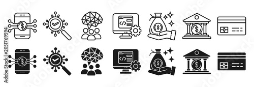 Foto Open banking icon set vector illustration concept relate to financial technology