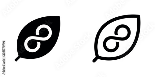 Canvastavla Leaf with Infinity Symbol Icons: Solid and Outline Styles