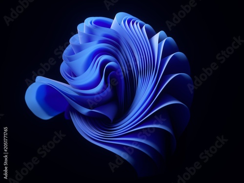 Blue Abstract Flow Form on Dark Background