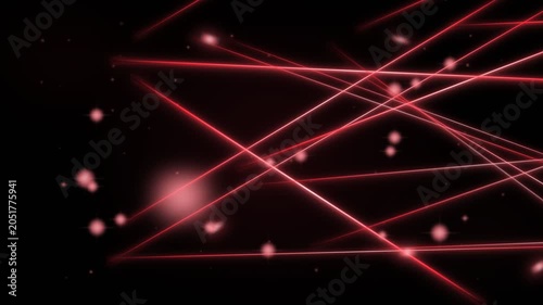 Red laser light streaks on black abstract neon lines, futuristic technology backdrop, glowing motion graphic