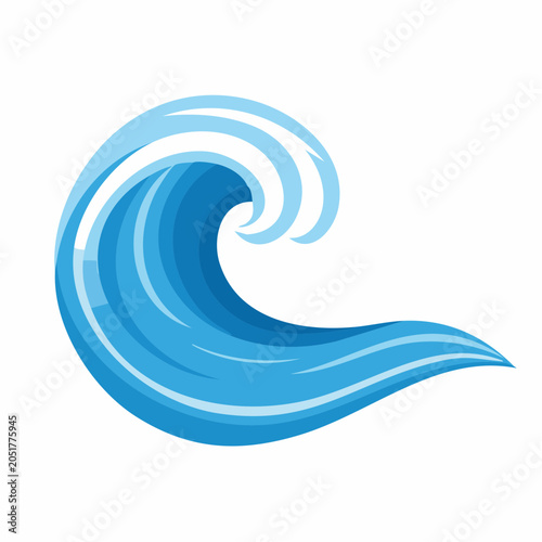 Stylized Blue Ocean Wave Illustration