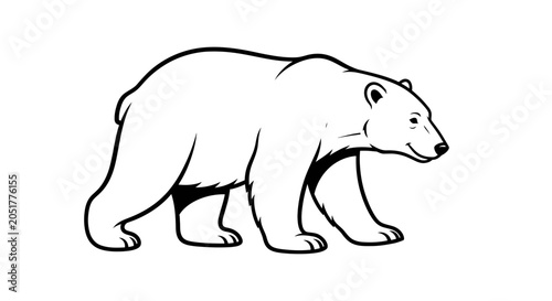 Polar bear line art illustration on white background