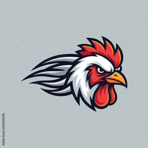 Bild auf Leinwand Rooster Cartoon Head Illustration Closeup.