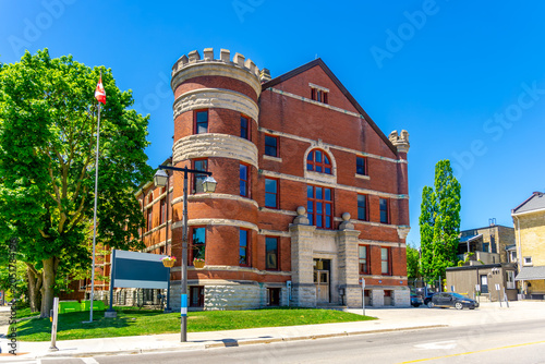 Fotografi Historic red brick armory building in Stratford, Ontario, Canada constructed around 1905