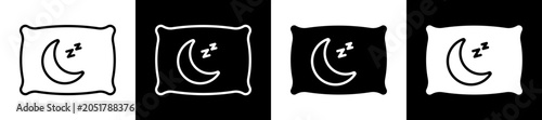 Fotografie Sleeping Icon Black And White Vector Illustration.