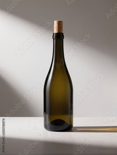 Elegant Wine Bottle Mockup with Blank Label on Minimal Background