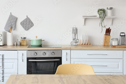 Counters with utensils and ...