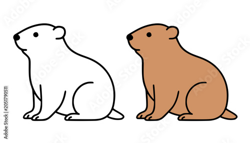 Photos Groundhog simple illustration, in line art and colored design, for coloring page