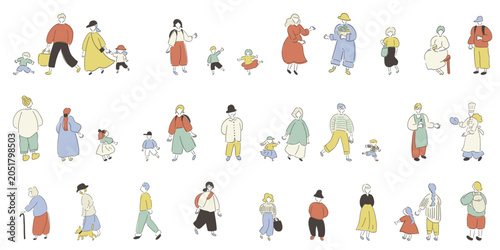 Foto Family and Community People Set | 34 Diverse Vector Characters_earth tone