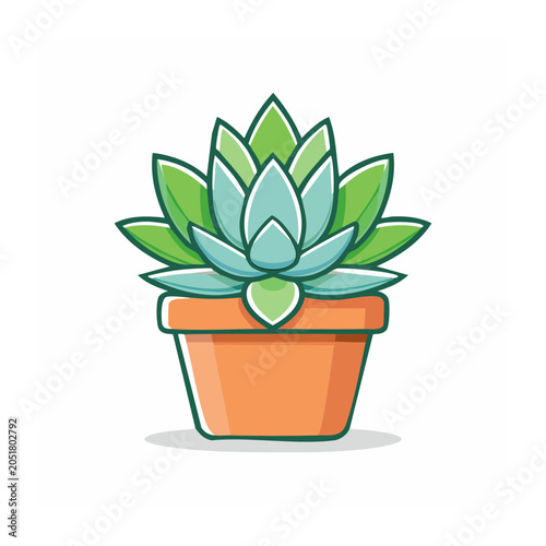 Flat design succulent plant in orange pot