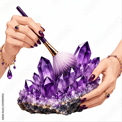 Amethyst Crystal Brushing ASMR Vector Illustration