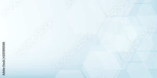 Abstract hexagon geometric white blue pattern technology medical and science background.