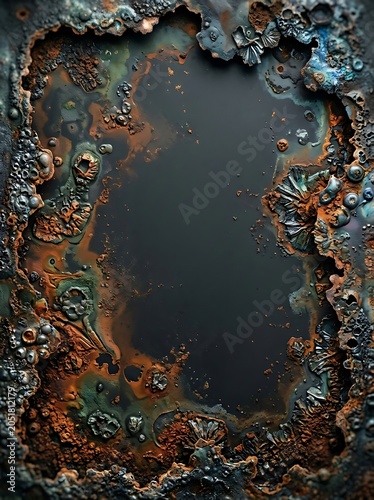 Abstract Heavy Corrosion and Rust Texture on Metal Surface with Copyspace