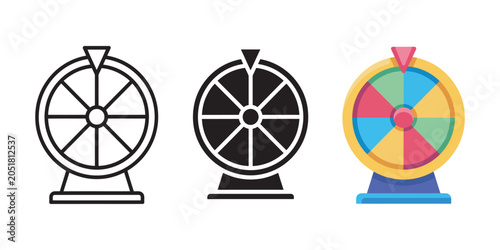 Schilderij op canvas Lucky Wheel Prize Draw Vector Icons with Spinning Wheel Concept for Gaming Rewar