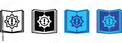 Emergency Management Handbook banner web icon line outline color vector illustration