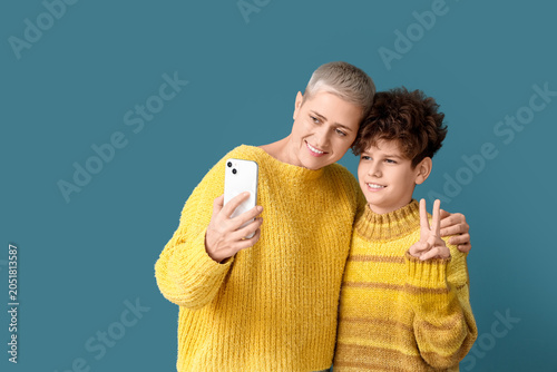 Teenage boy and his mother ...