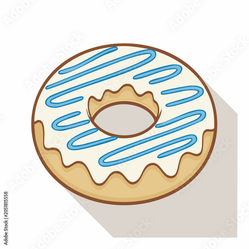 Illustration of a Frosted Donut with Blue Icing