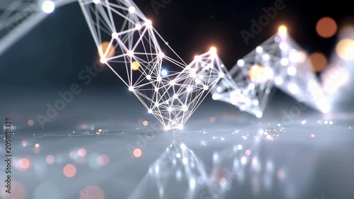 ジグザグに繋がる光る線の幾何学模様のパイプ