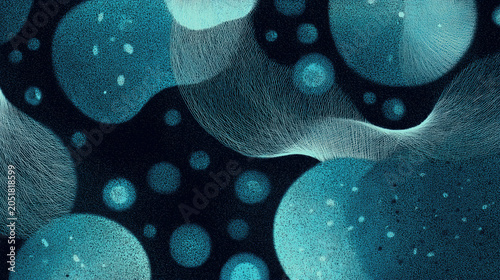Abstract Blue Bubbles and Waves Pattern from Abstract Connectivity