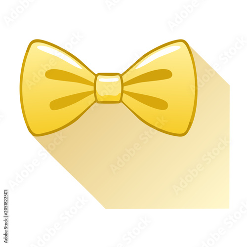 Yellow bow tie icon with long shadow