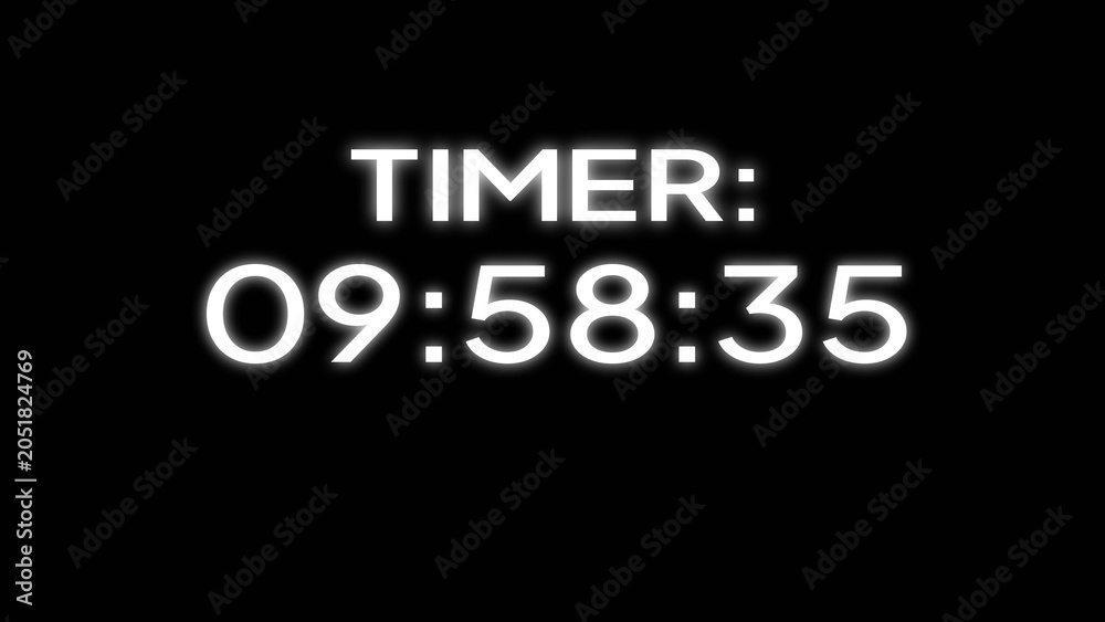 Obraz premium Countdown timer hours, minutes and seconds number icon illustration.