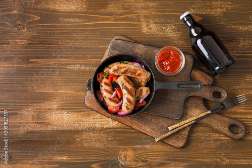 Frying pan with tasty grill...