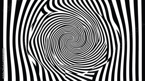 Photos Black and white abstract wavy spiral background with optical illusion hypnotic v