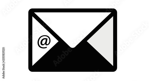 Minimalist envelope icon with at symbol representing digital email communication.