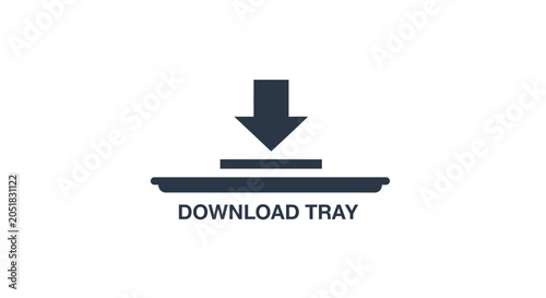 Minimalist download tray icon with downward arrow symbol.