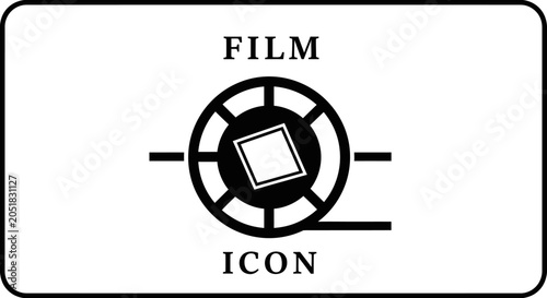 Minimalist film reel icon with centered square design.