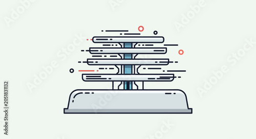 Minimalist flat vector illustration of a modern tiered water fountain.