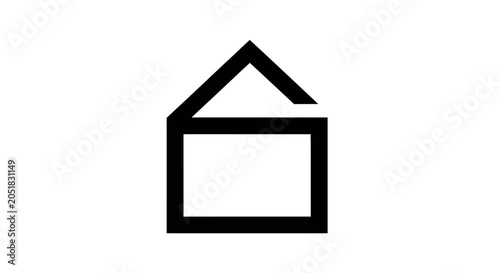 Minimalist geometric house outline icon representing real estate and home.