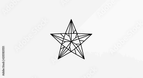 Minimalist geometric star shape line art design.