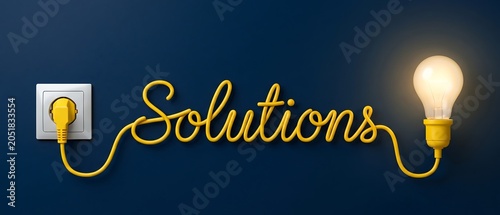 Illuminating Solutions: A Bright Idea Bulb Connected by a Yellow Wire to an Electrical Outlet
