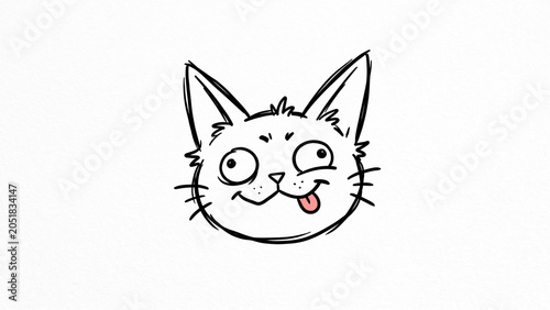 Fotografía Goofy cat face with silly expression and tongue sticking out