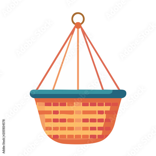 Flat design illustration of a hanging basket