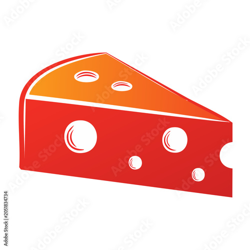 Stylized wedge of cheese with holes