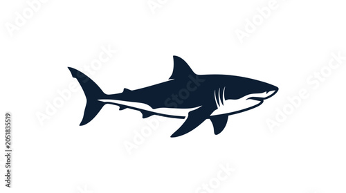 Schilderij op canvas Shark Silhouette Ocean Predator Fish.