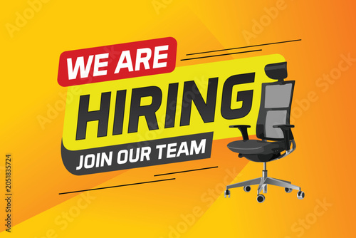 Quadro su tela Hiring recruHiring recruitment design for banner poster